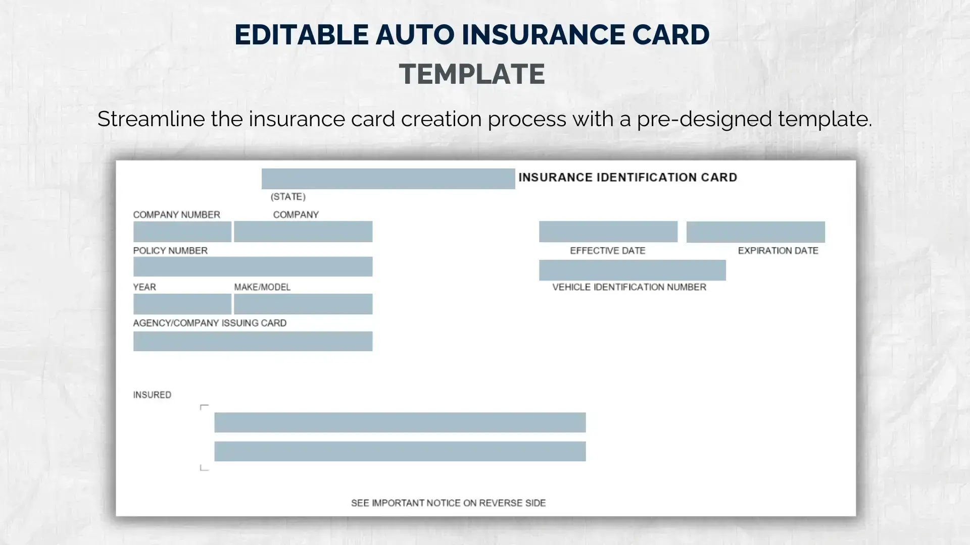 Pre-designed templates streamline the process of creating auto insurance cards. Car Insurance Card